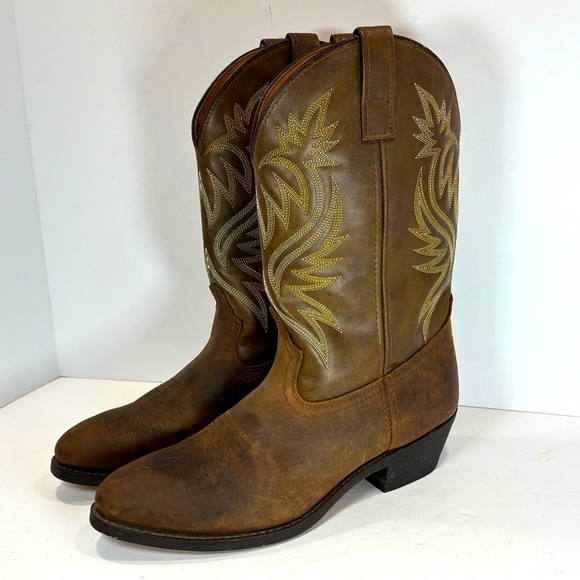 Laredo Boots Mens Brown Embroidered Leather Cowboy Western  display picture 1